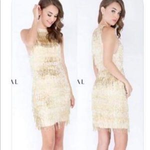 SOLD NWT gold beaded fringe cocktail